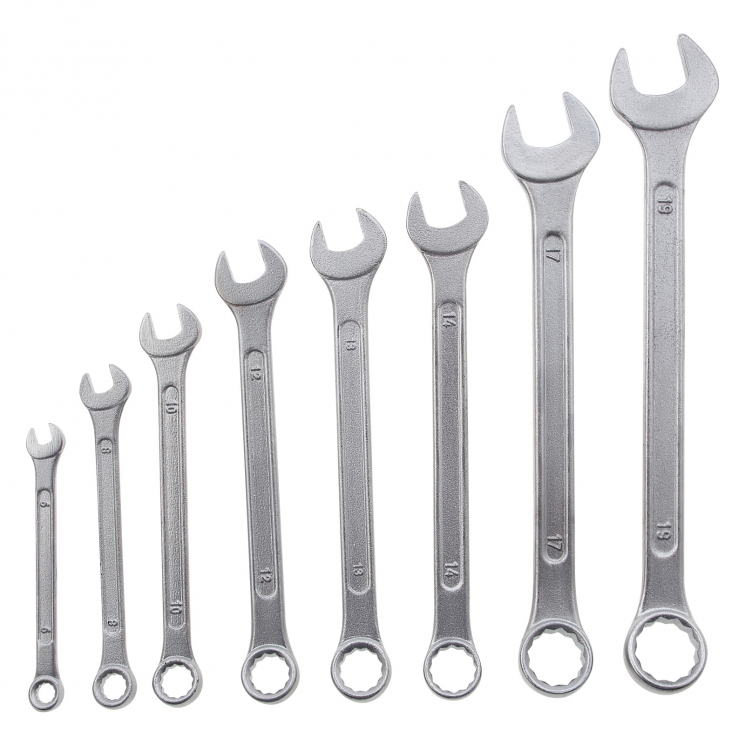 Set chei combinate, 6 - 19 mm, cromate, 8 buc// Sparta