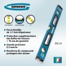 Niveau aluminium, 600 mm, renforcé avec bouchons antichocs, poignées, 3 yeux Gross