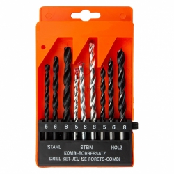 Un set de exercitii pe beton 5-6-8 mm, metal 5-6-8 mm, lemn 5-6-8 mm, 9 buc, cilindrice sparta sparta
