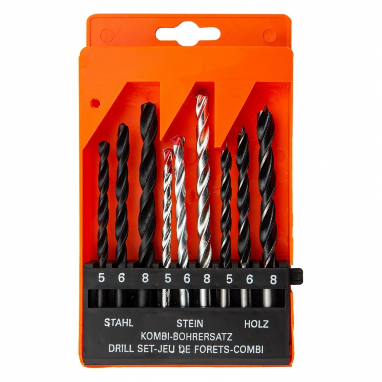 Un set de exercitii pe beton 5-6-8 mm, metal 5-6-8 mm, lemn 5-6-8 mm, 9 buc, cilindrice sparta sparta