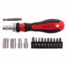 Tournevis réversible avec jeu d'embouts et douilles, CrV, 1/4", 16 pcs// Matrix