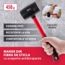 Cioc din cauciuc, 450 g, cauciuc negru, mâner din fibră de sticlă// Matrix