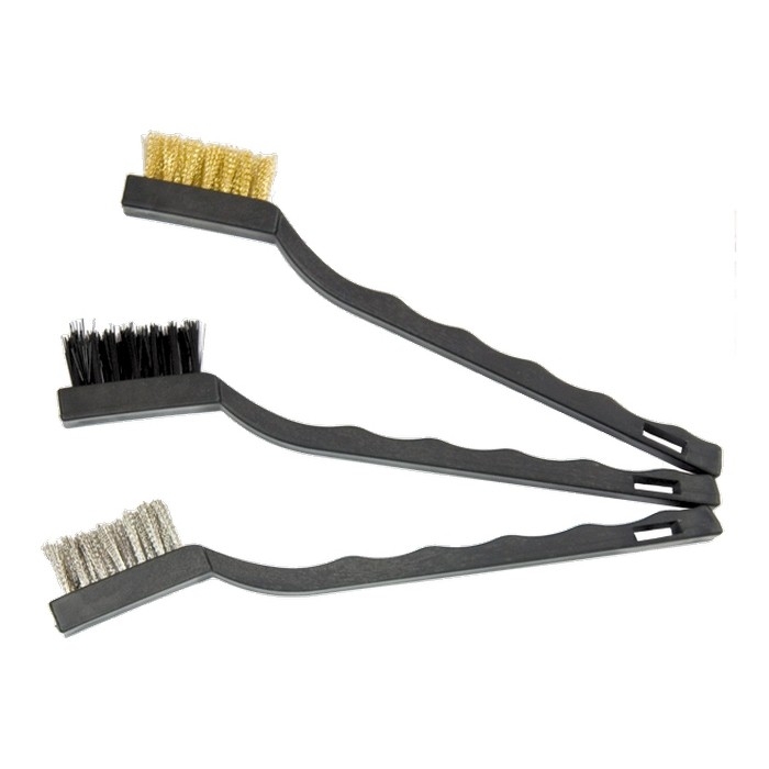 Un set de perii, 3 buc, metal cu maner din plastic, matrice mica