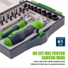 Șurubelnițe reversibile cu un set de biți și capete dub, 61 buc., CrV// Sibrtech