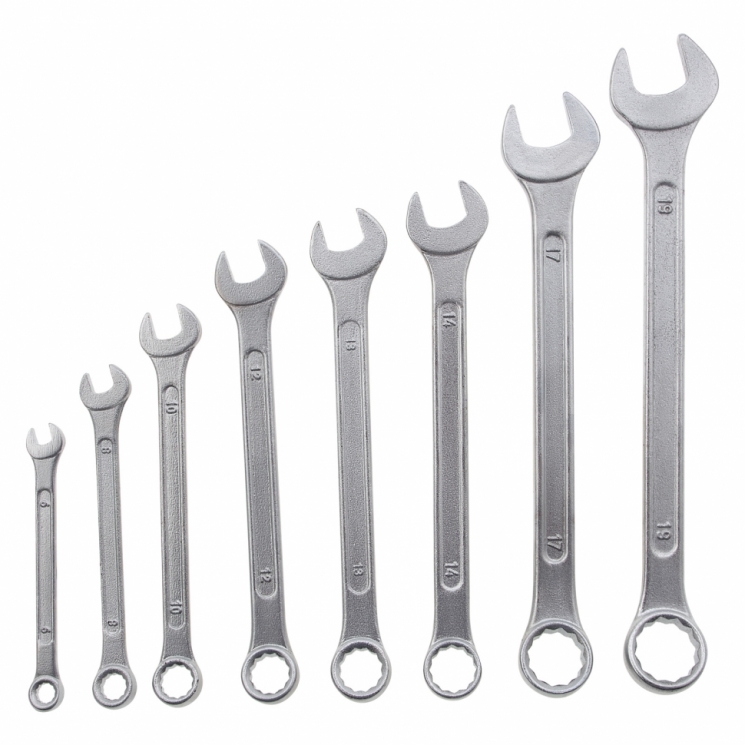 Set of Combined CLES, 6 - 19 mm, Chromees, 8pcs // Sparta