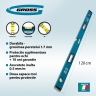 Nivela din aluminiu, 1200 mm, ranforsat cu dopuri rezistente la impact, manere, 3 ochi Gross