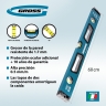 Nivel aluminio, 600 mm, reforzado con tapones antigolpes, manillas, 3 ojales Gross