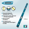 Nivel aluminio, 1200 mm, reforzado con tapones antigolpes, manillas, 3 ojales Gross