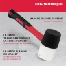 Maillet en caoutchouc, 680 g, caoutchouc noir et blanc, manche en fibre de verre // Matrix
