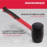 Maillet en caoutchouc, 450 g, caoutchouc noir, manche en fibre de verre// Matrix