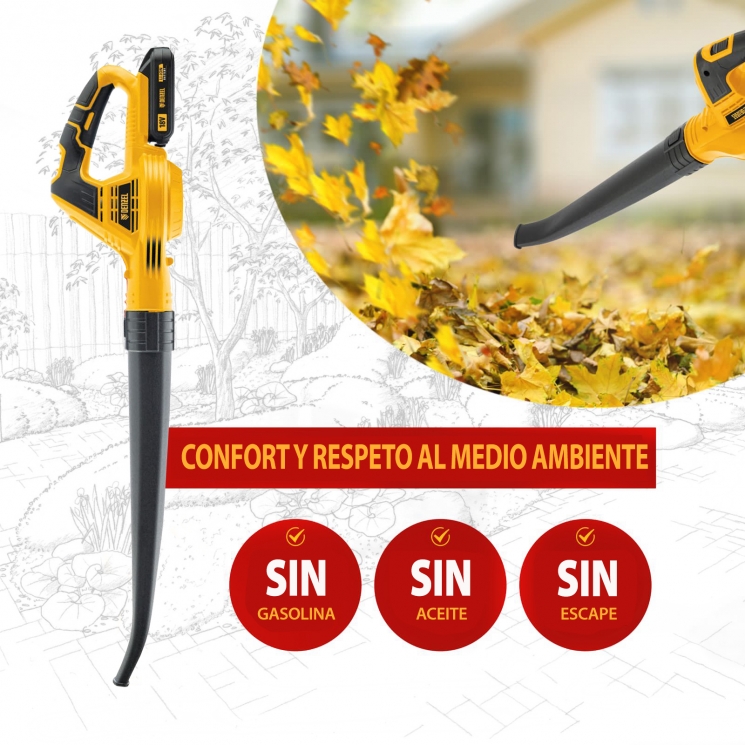 Soplador de batería RB190-18, Li-ion, 18 V, 2 Ah, 190 kmh, 60 m3h Denzel