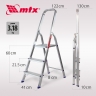Escalera de tijera MTX - 3 peldanos, aluminio, 150 kg