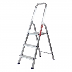 Escalera de tijera MTX - 3 peldanos, aluminio, 150 kg